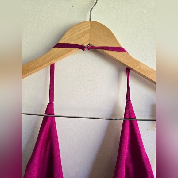 Ieena for Mac Duggal,Charmeuse Halter Strap Soft Tie Waist Gown, Magenta, Size 4 - Picture 7 of 12